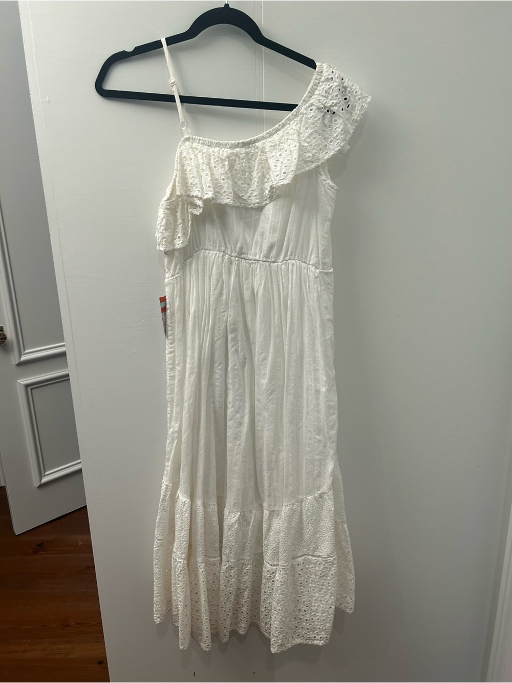 Cat & Jack White One-Shoulder Eyelet Ruffle Maxi Dress